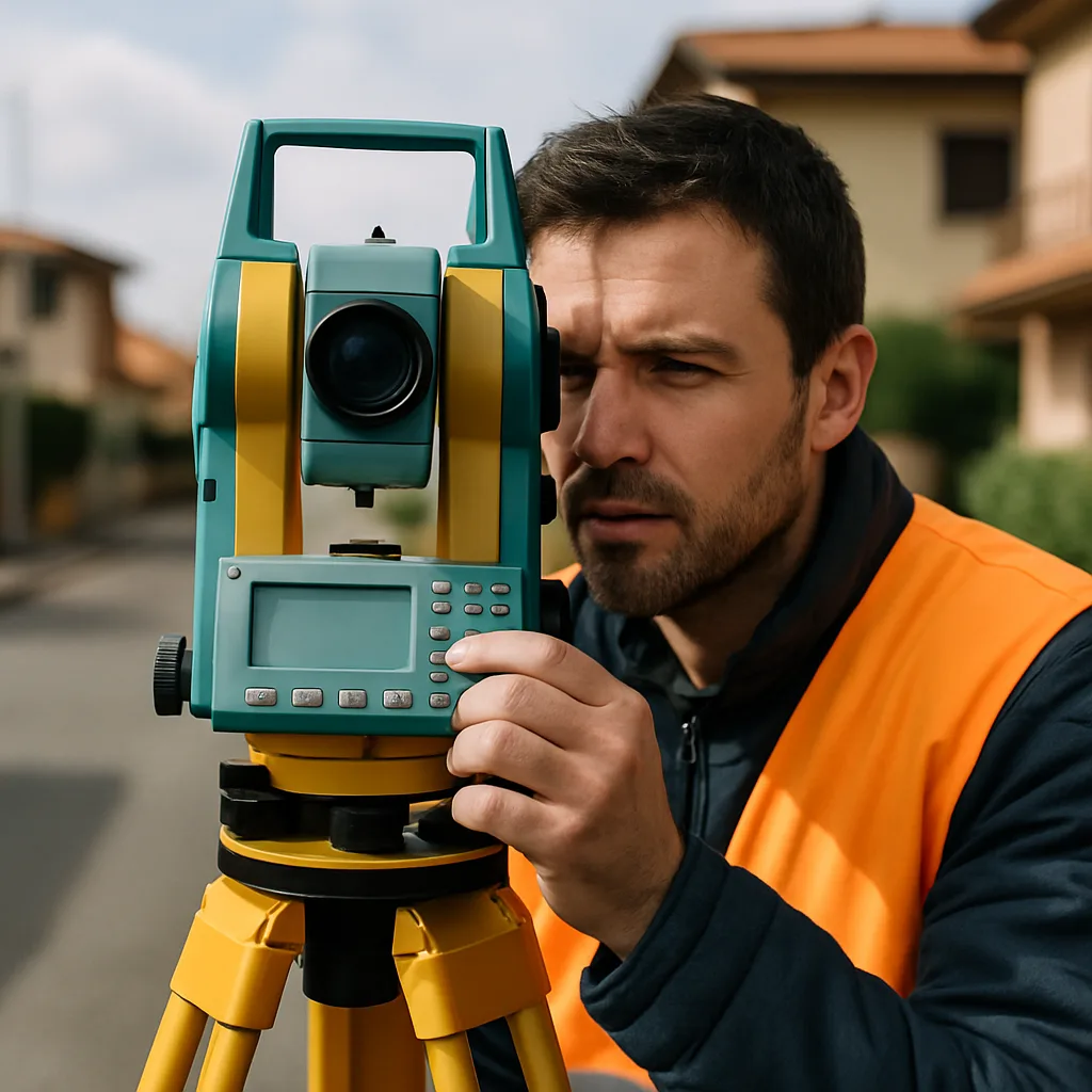 Surveyor with theodolite in Ardea