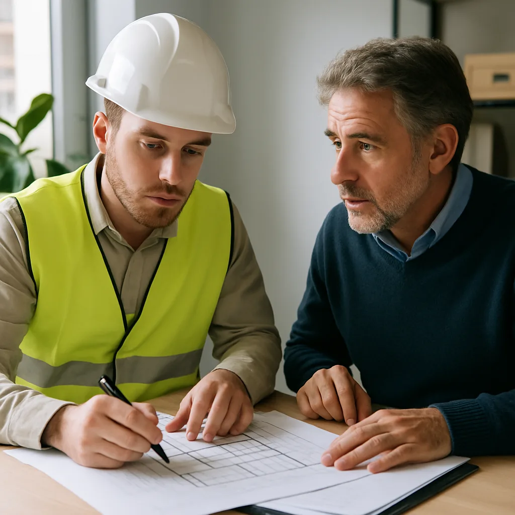 Geometra consulta con proprietario immobiliare Ardea