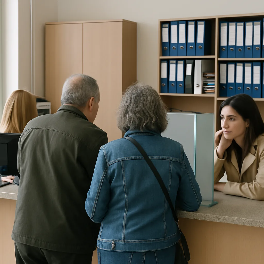 Municipal office service desk interaction.