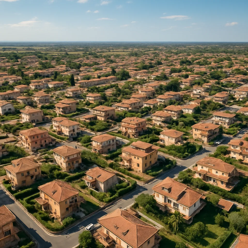 Veduta aerea di Ardea e aree residenziali