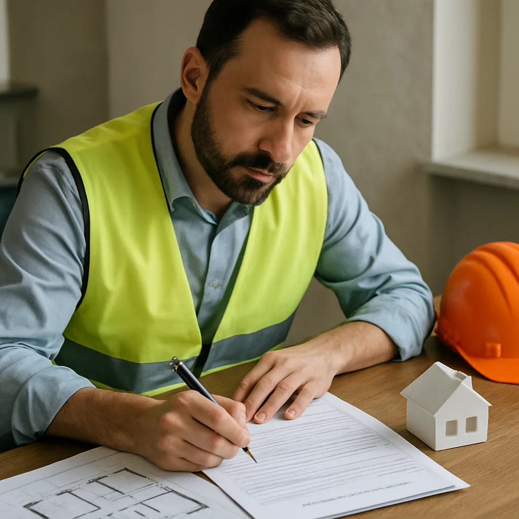 Tecnico che prepara richiesta di sanatoria