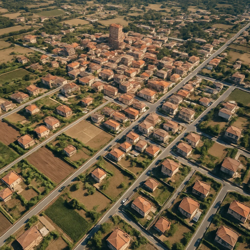 Vista aerea di Ardea evidenziando la pianificazione urbanistica e le aree per condono edilizio.